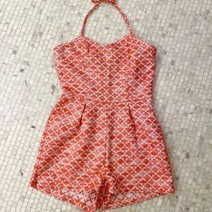Pink Coral Halter Neck Romper